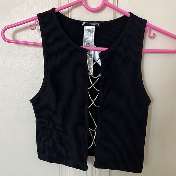 ZARA SEAMLESS RHINESTONE CROP TOP XS-S - Picture 7 of 9